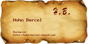 Hohn Bercel névjegykártya